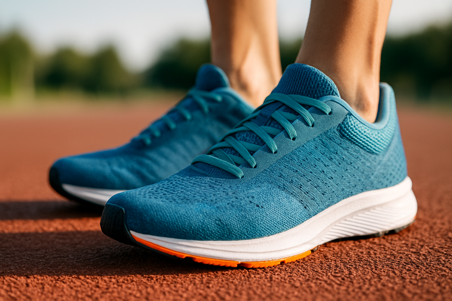 Running shoes on a track
